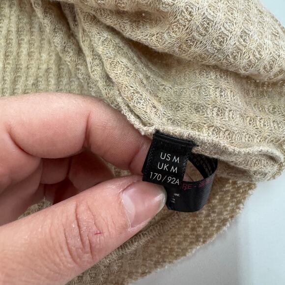 Out From Under Cardigan Women Medium Tan Jojo Thermal V Neck‎ Oversized Sweater - Picture 6 of 11